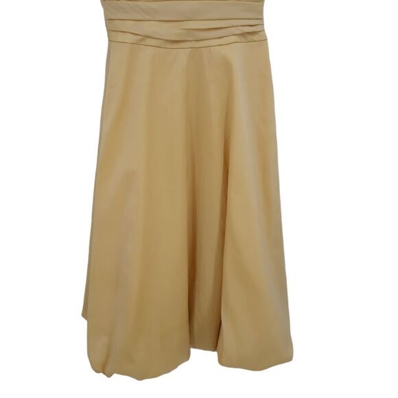 B2 Bridesmaid Dress Retro 60's Fit & Flare Ruched Waist Bubble Hem Midi Yellow - Picture 7 of 10